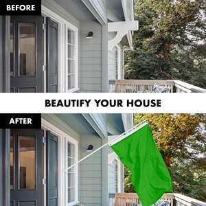 Mástil giratorio antienredos de 6 pies DB con bandera de poliéster impresa en verde lima y blanco de 3x5 pies para actividades promocionales - Product Image 4