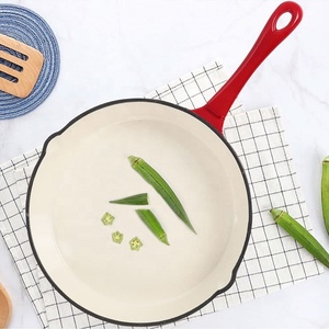 Sartén y Plancha de Hierro Fundido Antiadherente Ecológica con Revestimiento de Esmalte <span class=keywords><strong>para</strong></span> Estufas de <span class=keywords><strong>Gas</strong></span> e Inducción, Diseño Minimalista - Product Image 4
