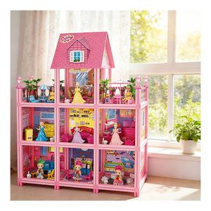 Modèle de maison de poupée à assembler soi-même avec meubles en plastique et éclairage, cadeau pour enfants, adultes et collectionneurs - Product Image 3