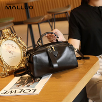 Tas Boston Kulit Asli Wanita Model Retro 2026, Tas Selempang Kulit Sapi untuk Kerja, Tas Bahu Tunggal Wanita