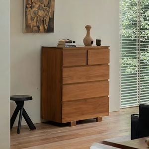 ตู้ลิ้นชักไม้สัก YG ห้าชั้น / ตู้ไม้เนื้อแข็งสไตล์วินเทจสำหรับห้องนอนและห้องนั่งเล่น รุ่น YG-009 - Product Image 1