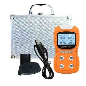 Portable Multi Gas Detector 4 Gas Analyzer Monitor With Micro Clip H2S O2 CO LEL Ex 4 Compound Gas Detector