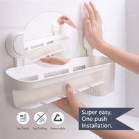 Taili, panier de douche d'angle populaire sans perçage, étagère, porte-brosse à dents, porte-dentifrice avec 4 gobelets et ventouse pour salle de bain