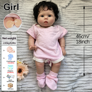 Muñeca Bebé Reborn <span class=keywords><strong>de</strong></span> Silicona, Regordeta y Adorable, con Manos Negras Injertadas, 18 Pulgadas, 46 cm, Muñeca Bebé <span class=keywords><strong>de</strong></span> Silicona que Brinda Comodidad Emocional - Product Image 4