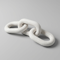 Chaîne décorative en bois blanc style ferme moderne - 3 maillons sculptés à la main pour table basse et décoration d'étagère