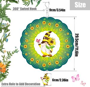 EnchGarden Molinillos de Viento Cinéticos de Acero Inoxidable 3D de 12 Pulgadas y 0.5mm de Grosor con Diseño de Gnomo Girasol para Jardín - Product Image 2