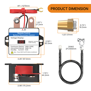 Interrupteur de déconnexion de batterie de voiture 240A 12V avec télécommande, affichage numérique LED de tension, relais magnétique, kit isolateur de batterie avec clé - Product Image 2