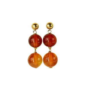 Boucles d'oreilles pendantes tendance en acier inoxydable 316L plaqué or PVD, perles d'ambre durables et résistantes - Product Image 2
