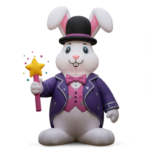 Lapin de Pâques gonflable de taille personnalisée éclairé par LED pour la décoration extérieure du jardin parfait pour l'affichage des vacances de printemps - Product Image 6