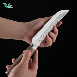 Bộ dao bếp thủ công 6 món bằng thép không gỉ 4Cr13, cán gỗ Pakkawood, kèm hộp quà tặng - Kiritsuke, Chef, Santoku, Butcher - Product Image 6