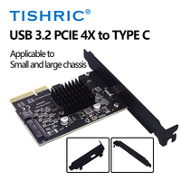 TISHRIC PCI-E SATA 4/8/16X vers Type-C Carte Adaptateur USB3.2 Gen2 20gbps Full Speed Controller Card AMS3242 Chip pour PC Window/Linux