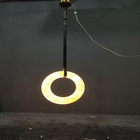 Suspension LED Circulaire Moderne de Luxe en Laiton avec Abat-jour en Alabâtre, Anneau en Onyx Naturel et Sangle en Cuir Véritable, Économe en Énergie 2700K