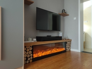 Chimeneas eléctricas modernas de 3 lados Calentadores eléctricos de pared con efecto de llama de luz LED de 40-100 pulgadas para hogares y hoteles - Product Image 5