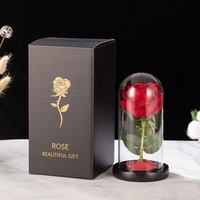 Maßgefertigte Luxus-Handarbeit Glasabdeckung Ewige Rose Getrockneter Blumenstrauß für Abschluss Weihnachten Valentinstag Muttertag