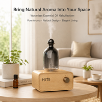 Diffuseur d'huiles essentielles commercial personnalisable en bois de hêtre 30 ml, sans eau, silencieux, rechargeable, nébulisation à air froid, LED, pour la maison