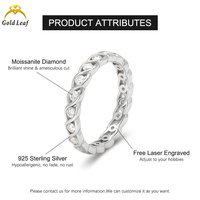 Bague de fiançailles de luxe unisexe en argent sterling 925 Goldleaf avec moissanite blanche de 0,54 ct couleur D taille brillant 2,1 mm sertie à griffes