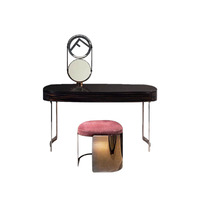 Coiffeuse italienne de designer en bois massif avec miroir sur pied Mobilier d'hôtel de style moderne pour appartement Chambre à coucher principale