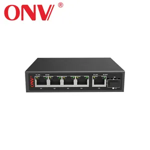 Optical Network Switch ONV Network Switch 6-Port Full Gigabit Unmanaged PoE Optical Fiber Switch