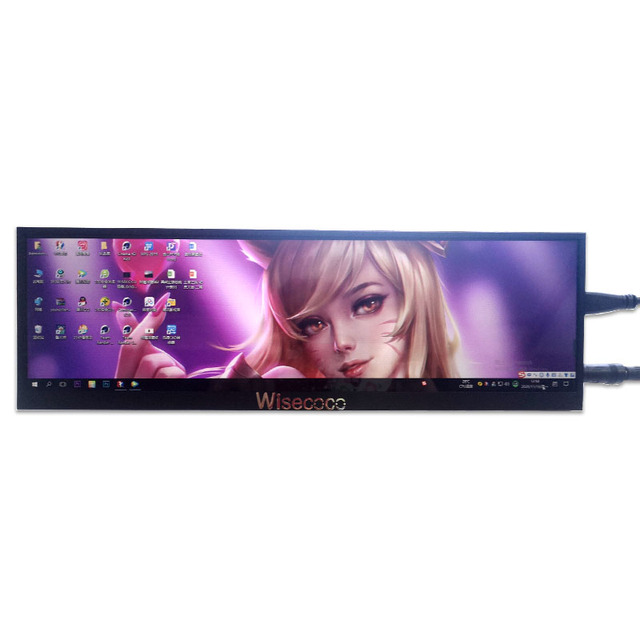12.6 Inch Portable Monitor 1920x515 IPS 12.6 Inch Bar Lcd Monitor Advertising Display for Laptop Notebook Aida 64