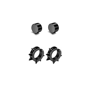 Cross <b>Clip</b> <b>On</b> <b>Earrings</b> Black Alloy Unisex Hip Hop Fashion Jewelry Set 10 Pcs - Product Image 3
