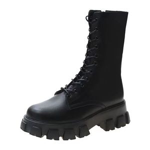 Botas de <span class=keywords><strong>Mujer</strong></span> para Primavera y Otoño, Novedad, Botas Blancas Delgadas hasta la Pantorrilla, Transpirables, Antideslizantes, con Cordones y Suela Gruesa para Chicas - Product Image 5