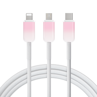 Câble de charge rapide USB Gradient 60W avec prise en charge PD 27W, tressé, triple port, conducteur en cuivre pur pour téléphones mobiles Android et iOS