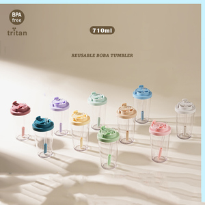 2025 nouveau 710ml Tritan paille tasse grands trous pour sucer perle lait thé <span class=keywords><strong>gobelet</strong></span> haute qualité rétractable paille eau <span class=keywords><strong>gobelet</strong></span> - Product Image 6