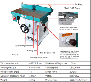Máy chế biến gỗ tốc độ cao gỗ làm việc phay router rãnh máy gỗ phay Shaper máy móc để bán - Product Image 2