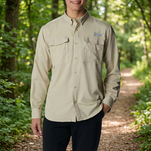 Mens Fishing <b>Shirt</b> Long Sleeve 100% Cotton UPF 50 <b>Sun</b> Protection Quick Dry Button Up Outdoor Angling Jersey Digital Print Pocket - Product Image 2