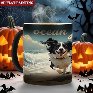 Daily Afternoon Work Break Coffee Mug Frosted Black 11oz <b>Ceramic</b> Heat Color Changing Magic <b>Cup</b> - Product Image 6