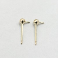 Boucles d'oreilles à tête sphérique en or 14 carats uniques avec épingle vierge pour perles à moitié percées réglage accessoires de fabrication de bijoux à bricoler soi-même