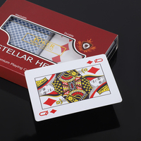 Jeu de cartes en plastique personnalisé Texas Hold Em, cartes noires, boîte en papier imperméable, jeux de société Poker Star, certifié EN71, 2,25 x 3,5 pouces