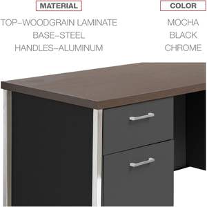 Alera ALESD6024BM Credenza de acero con doble pedestal, 60w x 24d x 29-1/2h, escritorios de oficina en nogal/negro - Product Image 5