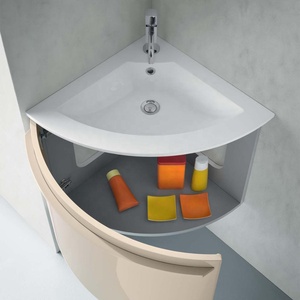 20 Inch Small <strong>Corner</strong> Floating <strong>Bathroom</strong> Vanity <strong>Unit</strong> With Ceramic Sink - Product Image 2