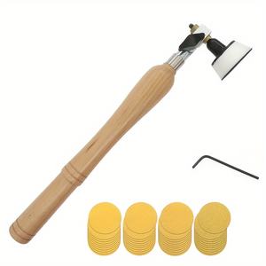 42ピース木工ボウルサンダーセット 2インチ径ダブルベアリングヘッド硬材ハンドルとベルクロサンディングディスク - Product Image 1