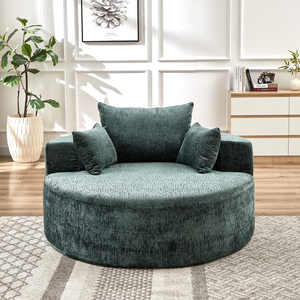 Vacuum Heat-Sealed Pack Circular Dual Dark Teal Thick Chenille Upholstered <b>Inflatable</b> Sectional Pillow Back Armless Eco-Friendly - Product Image 5