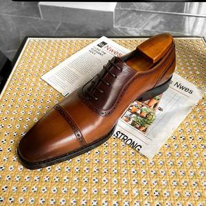 รองเท้าเดรสอิตาลีคุณภาพสูง รองเท้าอ็อกซ์ฟอร์ดทันสมัย รองเท้าผู้ชายสั่งตัดสำหรับงานปาร์ตี้และงานแต่งงาน พร้อมสายรัดหัวเข็มขัด เพิ่มความสูง - Product Image 6