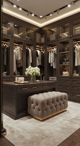 Système de dressing moderne de luxe, armoire intégrée sur mesure avec éclairage LED et portes en verre - Product Image 3