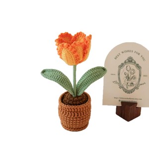 Flor de Tulipán Pequeña en Maceta, Hecha a Mano con Ganchillo, Adorno de Regalo, Flor Artificial, Modelo de Planta en Maceta - Product Image 5