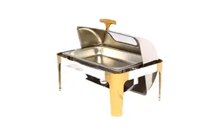 Buphex 723CKS-1 Rectángulo Chafer Plato de frotamiento de acero inoxidable para catering Hotel y restaurante Cocina comercial Buffet Calentador de alimentos