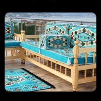 Ensemble de canapés traditionnels turcs Majlis, turquoise, style oriental arabe, banc en bois pour salon, décoration de jardin