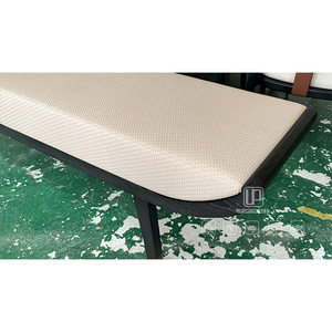 Currents Rectangle <strong>Stools</strong> &amp; Ottomans White <strong>Leather</strong> <strong>Black</strong> Wooden Furniture Trade <strong>Foot</strong> Ottomans for Living Room - Product Image 2