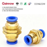 Raccord de traversée Gainnow PM-4 (4 mm) OD 6 8 10 mm, raccord de tube en laiton plaqué à connexion rapide, connecteur pneumatique PM pour l'air