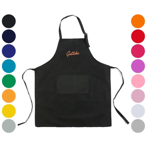 Delantales con logotipo de marca personalizado, delantal de cocina para <span class=keywords><strong>camarero</strong></span>, impermeable, 100% de algodón, rosa, negro, marrón, para Bar, cafetería, cocina - Product Image 2