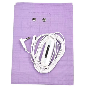 Sábana de cama de algodón de Color púrpura Queen, fibra de plata 5%, nuevas <span class=keywords><strong>sábanas</strong></span> inferiores <span class=keywords><strong>ajustables</strong></span> con alfombrilla de puesta a tierra tejida - Product Image 6