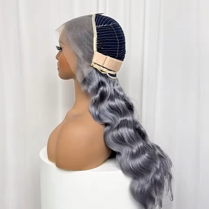 Perruque Lace Frontale HD 13x6 en Cheveux Humains Vierges, Ondulation Body Wave, <span class=keywords><strong>Couleur</strong></span> Gris Transparent 13x4, Densité 250% - Product Image 3