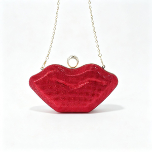 Nouvelle arrivée : Pochette rouge à lèvres perlée avec chaîne, sac de soirée étincelant, pochette à strass scintillante - Product Image 3