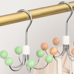 Basit tasarım özel dönebilir Metal askı 6 pençe ile katı ahşap kanca Multiuse kemer kravat sutyen elbise askısı - Product Image 1