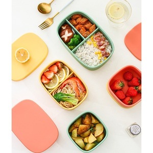 Boîte à lunch bento portable en silicone de qualité alimentaire pour enfants, avec séparateurs, idéale pour l'école et les sorties - Vente chaude - Product Image 1
