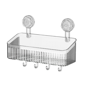 ชั้นวางของแบบหมุนได้พร้อมถ้วยดูดสุญญากาศ วัสดุ PET ชั้นเดียว ติดผนังห้องน้ำ ไม่ต้องเจาะ - Product Image 1